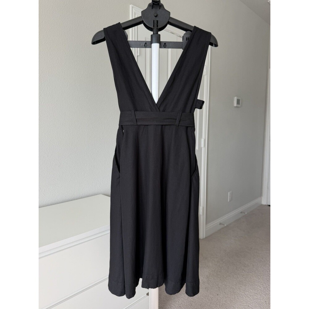 Maeve Anthropologie Black Belt Jumper Dress Viscose Linen Office Sleeveless XS - Picture 12 of 15